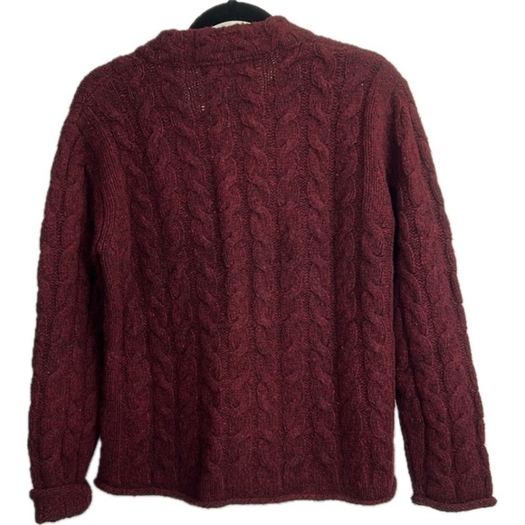 IrelandsEye Irish Knitwear Lambswool and Silk Sweater Maroon Full Zip Size S Lux - Picture 3 of 5